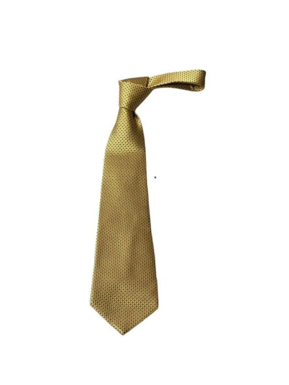 Gold Geoffrey Beene Silk Tie With Geometric Pattern